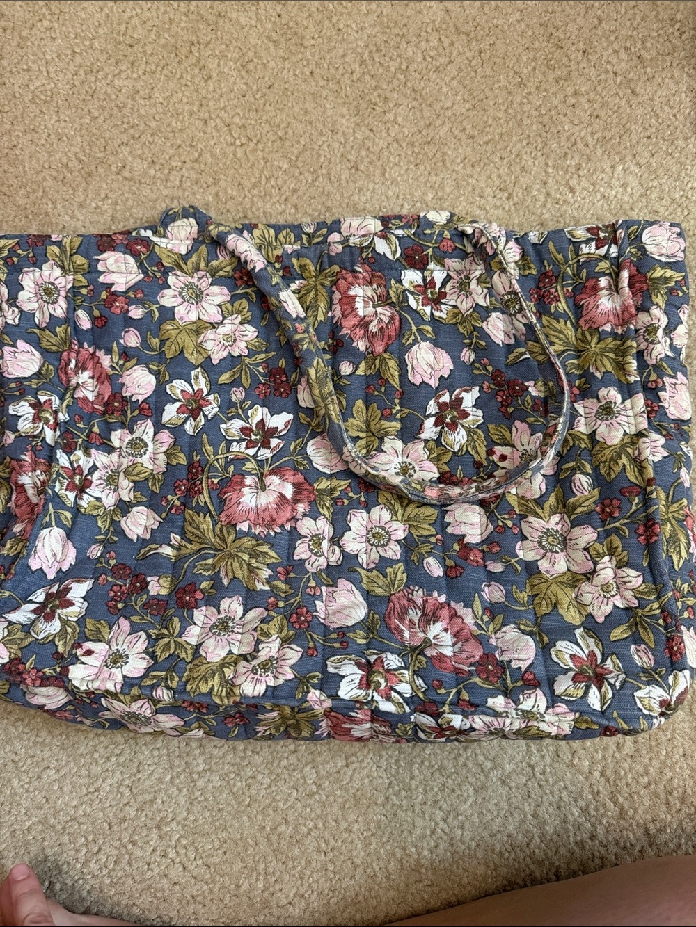 Laura Ashley Floral Quilted Tote in Blue, Pink and Green - Picture 4 of 4